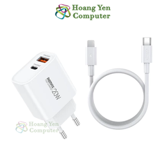 Bộ Sạc Nhanh PD 20W Remax RP-U120 Chính Hãng 2 Cổng Sạc (Cổng USB + Cổng Type C) - BH 12 Tháng - Hoàng Yến Computer