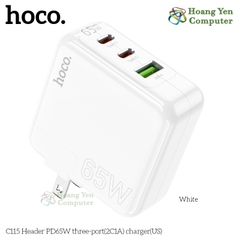 Cốc Sạc Nhanh PD65W Hoco C115 3 Cổng - BH 12 Tháng Chính Hãng - Hoàng Yến Computer