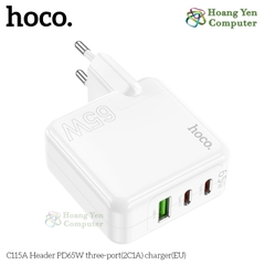 Cốc Sạc Nhanh PD65W Hoco C115 3 Cổng - BH 12 Tháng Chính Hãng - Hoàng Yến Computer