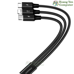 Cáp Sạc 3 Đầu Pisen AP05 (Lighting - MICRO USB - TYPE C) Dây Dù 1.2M - Hoàng Yến Computer