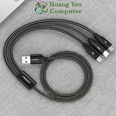 Cáp Sạc 3 Đầu Pisen AP05 (Lighting - MICRO USB - TYPE C) Dây Dù 1.2M - Hoàng Yến Computer