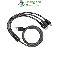 Cáp Sạc 3 Đầu Pisen AP05 (Lighting - MICRO USB - TYPE C) Dây Dù 1.2M - Hoàng Yến Computer