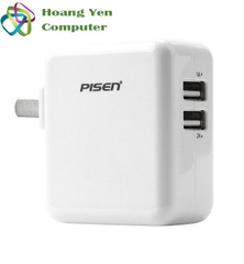 Cốc Sạc Nhanh Pisen Cho IPad 2.4A 2 Cổng USB - BH 1 năm chính hãng