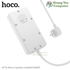 Ổ Cắm Hoco AC7A Đa Năng 2500W Dây 1.5m – Phích cắm EU, 3 Ổ Điện, 1 Cổng Type-C, 3 USB – BH 1 Năm – Hoàng Yến Computer