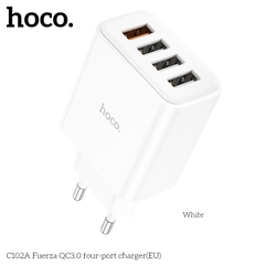 Cốc Sạc Nhanh 4 cổng USB Hoco C102A 28.5W - Sạc Nhanh QC3.0 18W - BH 12 Tháng - Hoàng Yến Computer