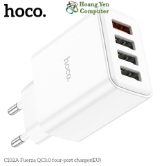 Cốc Sạc Nhanh 4 cổng USB Hoco C102A 28.5W - Sạc Nhanh QC3.0 18W - BH 12 Tháng - Hoàng Yến Computer