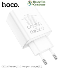 Cốc Sạc Nhanh 4 cổng USB Hoco C102A 28.5W - Sạc Nhanh QC3.0 18W - BH 12 Tháng - Hoàng Yến Computer