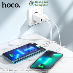 Cốc Sạc Nhanh 4 cổng USB Hoco C102A 28.5W - Sạc Nhanh QC3.0 18W - BH 12 Tháng - Hoàng Yến Computer