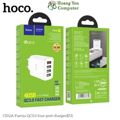 Cốc Sạc Nhanh 4 cổng USB Hoco C102A 28.5W - Sạc Nhanh QC3.0 18W - BH 12 Tháng - Hoàng Yến Computer