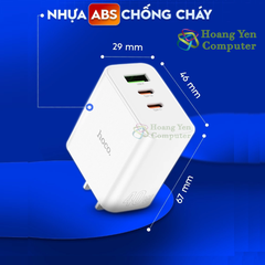 Cốc Sạc Nhanh HOCO C126 PD40W, QC 3.0 – 3 cổng (1 USB + 2 Type-C), Chuẩn US – BH 12 Tháng – Hoangyencomputer