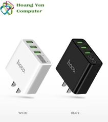 Cốc Sạc 3 Cổng Hoco C15 2.4A Màn Hình LCD Hiển Thị Dòng Sạc - BH 1 năm