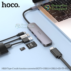 Hub Chuyển Đổi Hoco HB28 6in1 Type-C 60W – HDTV 4K, USB3.0, SD/TF – BH 1 Năm – Hoàng Yến Computer
