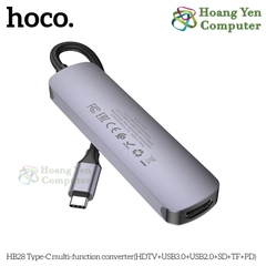 Hub Chuyển Đổi Hoco HB28 6in1 Type-C 60W – HDTV 4K, USB3.0, SD/TF – BH 1 Năm – Hoàng Yến Computer