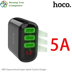 Cốc Sạc 3 Cổng Hoco HK1 3.5A Màn Hình LCD Hiển Thị Dòng Sạc - BH 1 năm