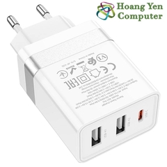 Cốc Sạc Nhanh PD 30W Hoco N21 Pro - 3 Cổng Sạc (2 Cổng USB + Cổng Type C) - BH 6 Tháng Chính Hãng - Hoàng Yến Computer