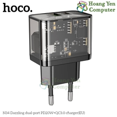 Cốc Sạc Nhanh 20W Hoco N34 2 Cổng Sạc (Cổng USB 18W+ Cổng Type C 20W) - BH 6 Tháng Chính Hãng - Hoàng Yến Computer