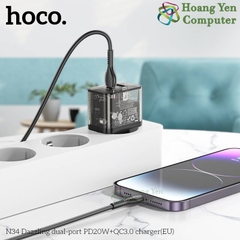 Cốc Sạc Nhanh 20W Hoco N34 2 Cổng Sạc (Cổng USB 18W+ Cổng Type C 20W) - BH 6 Tháng Chính Hãng - Hoàng Yến Computer
