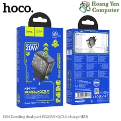 Cốc Sạc Nhanh 20W Hoco N34 2 Cổng Sạc (Cổng USB 18W+ Cổng Type C 20W) - BH 6 Tháng Chính Hãng - Hoàng Yến Computer