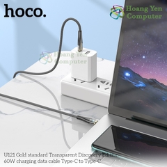 Cáp Sạc Nhanh Hoco U121 Crystal Charging Data Cable 27W–60W, Dây Dù, Đèn LED - BH 1 Năm - Hoàng Yến Computer