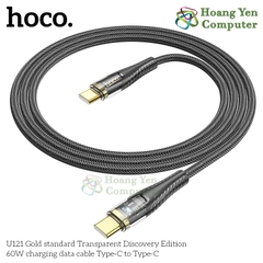 Cáp Sạc Nhanh Hoco U121 Crystal Charging Data Cable 27W–60W, Dây Dù, Đèn LED - BH 1 Năm - Hoàng Yến Computer