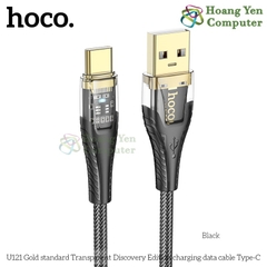 Cáp Sạc Nhanh Hoco U121 Crystal Charging Data Cable 27W–60W, Dây Dù, Đèn LED - BH 1 Năm - Hoàng Yến Computer