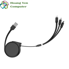 Cáp Sạc 3 Đầu Dây Rút Hoco U50 IPhone - Micro Usb - Type C 1M - BH 6 Tháng 1 đổi 1 (MÀU SẮC NGẪU NHIÊN)