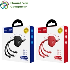 Cáp Sạc 3 Đầu Dây Rút Hoco U50 IPhone - Micro Usb - Type C 1M - BH 6 Tháng 1 đổi 1 (MÀU SẮC NGẪU NHIÊN)