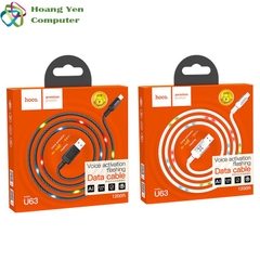 Cáp Sạc Nhanh LIGHTNING Hoco U63 Cho IPhone IPad Có Cảm Led Cảm Biến Âm Thanh - BH 1 Năm