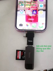 Đầu Chuyển OTG 2 in 1 Hoco UA17 - Đầu Chuyển IP ra USB hoặc Type C ra USB - Dùng để Kết Nối USB, Thẻ Nhớ vào Điện Thoại