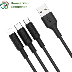 [MẪU MỚI] Cáp Sạc Hoco X25 3 Đầu IPhone - Micro Usb - Type C 1M - BH 6 Tháng 1 đổi 1 (MÀU SẮC NGẪU NHIÊN)