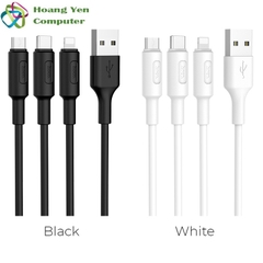 [MẪU MỚI] Cáp Sạc Hoco X25 3 Đầu IPhone - Micro Usb - Type C 1M - BH 6 Tháng 1 đổi 1 (MÀU SẮC NGẪU NHIÊN)