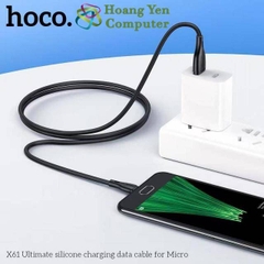 [1M] Cáp Sạc MICRO USB Hoco X61 Dây Silicon Mềm Dẻo Chống Cháy Dài 1M - BH 6 Tháng