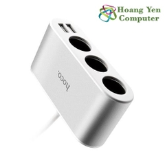 Cốc Sạc Xe Hơi Hoco Z13 3 Cổng Tẩu Sạc, 2 Cổng Sạc USB - BH 1 Năm