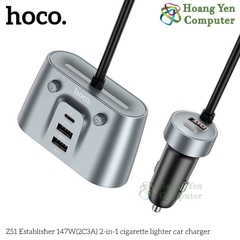 Tẩu Sạc Xe Hơi Hoco Z51 3 Tẩu Sạc, 3 Cổng Sạc USB, 2 Cổng Type C - BH 1 Năm - Hoàng Yến Computer