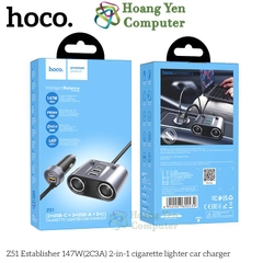 Tẩu Sạc Xe Hơi Hoco Z51 3 Tẩu Sạc, 3 Cổng Sạc USB, 2 Cổng Type C - BH 1 Năm - Hoàng Yến Computer