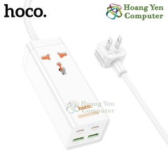 Ổ Cắm Đa Năng Hoco AC10 Dây 1.5m – Sạc Nhanh PD 65W, 2 Cổng Type-C + 2 USB + 1 Ổ Cắm US – BH 6 Tháng – HoangYenComputer