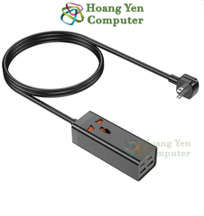 Ổ Cắm Đa Năng Hoco AC10 Dây 1.5m – Sạc Nhanh PD 65W, 2 Cổng Type-C + 2 USB + 1 Ổ Cắm US – BH 6 Tháng – HoangYenComputer