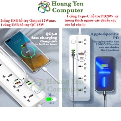 Ổ Cắm Điện Đa Năng LDNIO SC5415 2500W (5 cổng AC, 3 cổng USB, 1 cổng Type C PD20W) - BH 6 Tháng - Hoangyencomputer