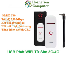USB Phát WiFi từ Sim 3G/4G OLAX U90 - 150Mbps, Hỗ Trợ 10 Thiết Bị, Kèm Anten - Bảo Hành 6 Tháng - Hoàng Yến Computer