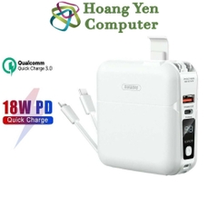 Sạc Dự Phòng Remax RPP-20 15000Mah (Sạc Nhanh QC3.0, PD 18W), Tích Hợp Cáp Sạc, Nguồn AC Sạc Trực Tiếp - BH 1 Năm