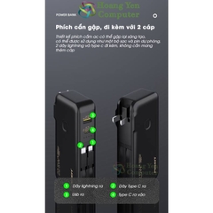 Sạc Dự Phòng Pisen TS-D312 10000mAh (Sạc Nhanh QC3.0, PD18W), Tích Hợp Cáp Sạc, Nguồn AC Sạc Trực Tiếp - BH 1 Năm