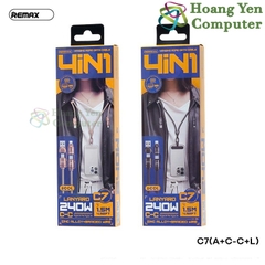 Cáp Sạc Remax C7 4in1 (A+C-C+L) 240W Đa Năng – Dây Bện Siêu Bền,Siêu To – BH 12 Tháng – Hoàng Yến Computer