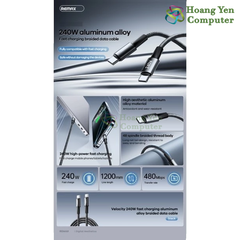 Cáp Sạc Remax CB25 C-C 240W Alloy Aluminum – Sạc Siêu Nhanh, Truyền Dữ Liệu Ổn Định – BH 12 Tháng – Hoangyencomputer
