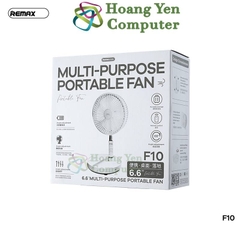 Quạt Sạc Di Động Remax F10 Pin Sạc Sử Dụng 2-4 Giờ Liên Tục - BH 6 Tháng - Hoàng Yến Computer