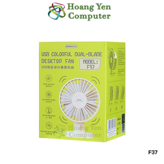 Quạt Để Bàn Mini Remax F37 – Thiết Kế Cánh Đôi, Gió Êm, Nhỏ Gọn – Hoàng Yén Computer