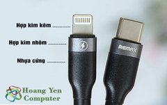 Cáp Sạc Nhanh 20W Type C to Lightning Remax RC-009i (cho IPhone, IPad, Dây Dù 1M) - BH 6 Tháng