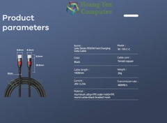 Cáp Sạc Nhanh Type C to Type C 65W Remax RC-195 Dây Dù 1M - BH 6 Tháng - Hoàng Yến Computer