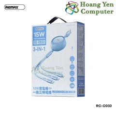 Cáp Sạc 3 Đầu Dây Rút Remax RC-C033 dài 1.2M (IP- Micro Usb-Type C) - BH 6 Tháng 1 đổi 1 (MÀU SẮC NGẪU NHIÊN)