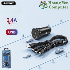 Bộ Tẩu Sạc + Cáp Sạc 3 Đầu Remax RCC236 Công Suất 12W - Hàng Chính Hãng - BH 6 Tháng - Hoàng Yến Computer