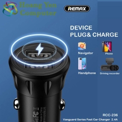 Bộ Tẩu Sạc + Cáp Sạc 3 Đầu Remax RCC236 Công Suất 12W - Hàng Chính Hãng - BH 6 Tháng - Hoàng Yến Computer